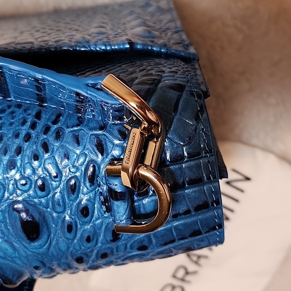 NWT Brahmin Small Hallie Sachels Vibrant Azure Melborne Genuine Leather Mob Wife - Picture 6 of 14